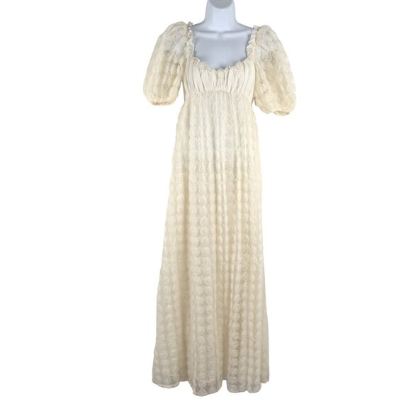 For Love And Lemons Dresses & Skirts - For‎ Love & Lemons Josey Bridal Gown Maxi Dress XS Puff Sleeve Rosebud DR-1812